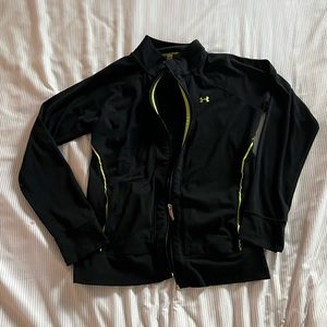 Black & Lime green zip up under armour jacket